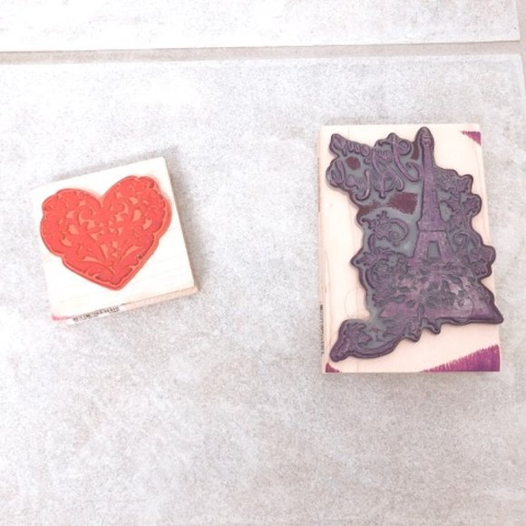 Rare Recollections Stamp Eiffel Tower and Heart Stamp Wood - Picture 2 of 3